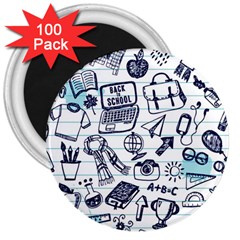 Hand-drawn-back-school-pattern 3  Magnets (100 Pack)