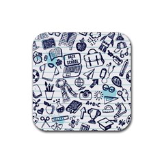 Hand-drawn-back-school-pattern Rubber Coaster (square) by Jancukart