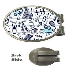 Hand-drawn-back-school-pattern Money Clips (oval)  by Jancukart