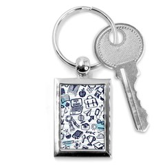 Hand-drawn-back-school-pattern Key Chain (rectangle)