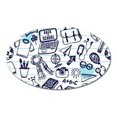 Hand-drawn-back-school-pattern Oval Magnet