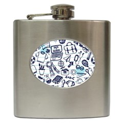 Hand-drawn-back-school-pattern Hip Flask (6 Oz)