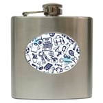 Hand-drawn-back-school-pattern Hip Flask (6 oz) Front