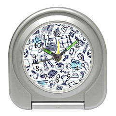 Hand-drawn-back-school-pattern Travel Alarm Clock