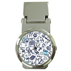 Hand-drawn-back-school-pattern Money Clip Watches