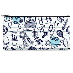 Hand-drawn-back-school-pattern Pencil Case by Jancukart