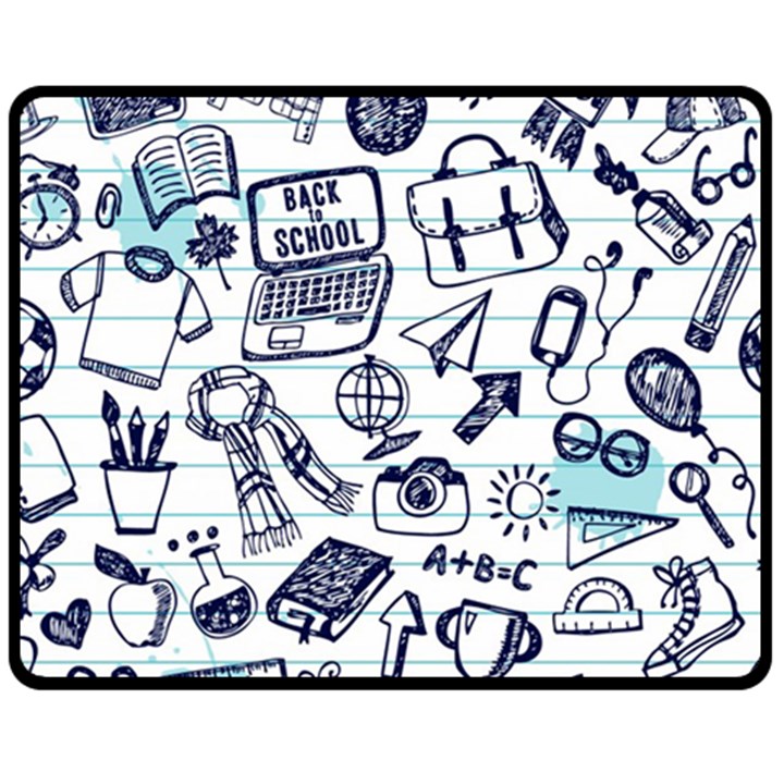 Hand-drawn-back-school-pattern Fleece Blanket (Medium) 