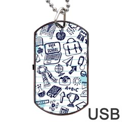 Hand-drawn-back-school-pattern Dog Tag Usb Flash (two Sides) by Jancukart