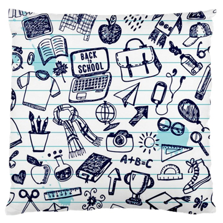 Hand-drawn-back-school-pattern Large Cushion Case (Two Sides)