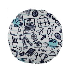 Hand-drawn-back-school-pattern Standard 15  Premium Round Cushions