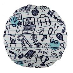 Hand-drawn-back-school-pattern Large 18  Premium Round Cushions by Jancukart