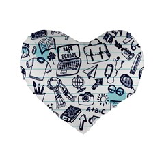 Hand-drawn-back-school-pattern Standard 16  Premium Heart Shape Cushions