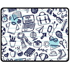 Hand-drawn-back-school-pattern Double Sided Fleece Blanket (medium) 