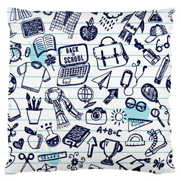 Hand-drawn-back-school-pattern Large Flano Cushion Case (Two Sides)