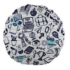 Hand-drawn-back-school-pattern Large 18  Premium Flano Round Cushions by Jancukart