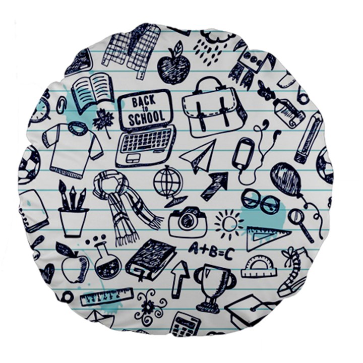 Hand-drawn-back-school-pattern Large 18  Premium Flano Round Cushions