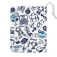 Hand-drawn-back-school-pattern Drawstring Pouch (4xl) by Jancukart