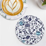 Hand-drawn-back-school-pattern UV Print Round Tile Coaster Front