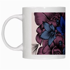 Floral-wallpaper-pattern-with-engraved-hand-drawn-flowers-vintage-style White Mug