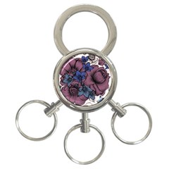 Floral-wallpaper-pattern-with-engraved-hand-drawn-flowers-vintage-style 3-ring Key Chain