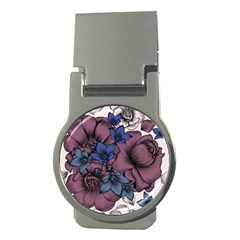 Floral-wallpaper-pattern-with-engraved-hand-drawn-flowers-vintage-style Money Clips (round) 