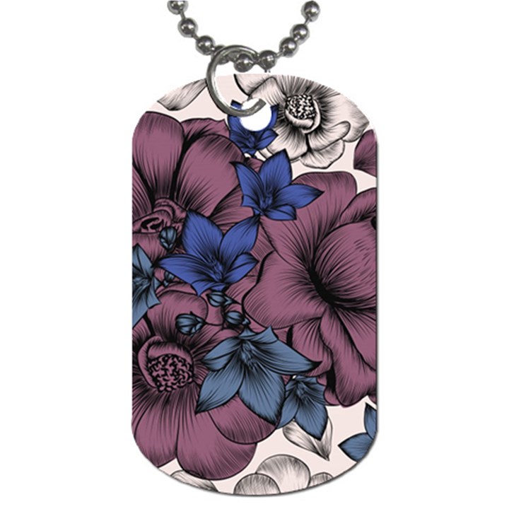 Floral-wallpaper-pattern-with-engraved-hand-drawn-flowers-vintage-style Dog Tag (One Side)