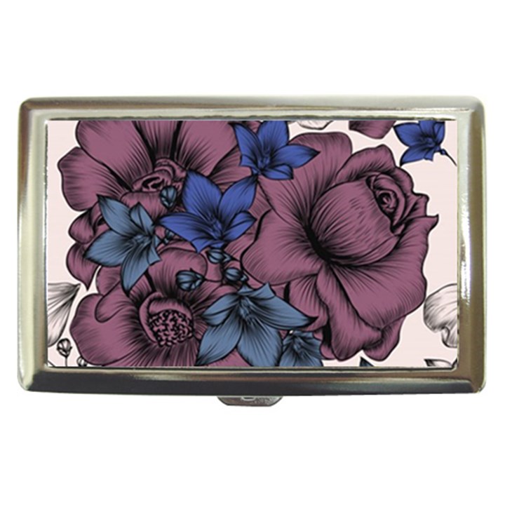 Floral-wallpaper-pattern-with-engraved-hand-drawn-flowers-vintage-style Cigarette Money Case