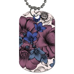 Floral-wallpaper-pattern-with-engraved-hand-drawn-flowers-vintage-style Dog Tag (two Sides) by Jancukart