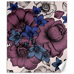 Floral-wallpaper-pattern-with-engraved-hand-drawn-flowers-vintage-style Canvas 8  X 10 