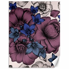 Floral-wallpaper-pattern-with-engraved-hand-drawn-flowers-vintage-style Canvas 12  X 16 