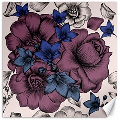 Floral-wallpaper-pattern-with-engraved-hand-drawn-flowers-vintage-style Canvas 20  X 20 