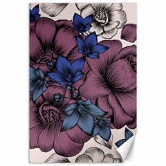 Floral-wallpaper-pattern-with-engraved-hand-drawn-flowers-vintage-style Canvas 24  X 36 