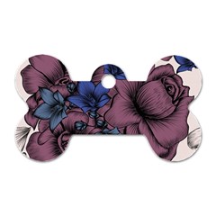 Floral-wallpaper-pattern-with-engraved-hand-drawn-flowers-vintage-style Dog Tag Bone (one Side)