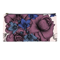 Floral-wallpaper-pattern-with-engraved-hand-drawn-flowers-vintage-style Pencil Case by Jancukart