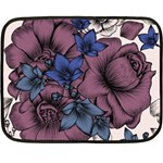 Floral-wallpaper-pattern-with-engraved-hand-drawn-flowers-vintage-style Double Sided Fleece Blanket (Mini)  35 x27  Blanket Front