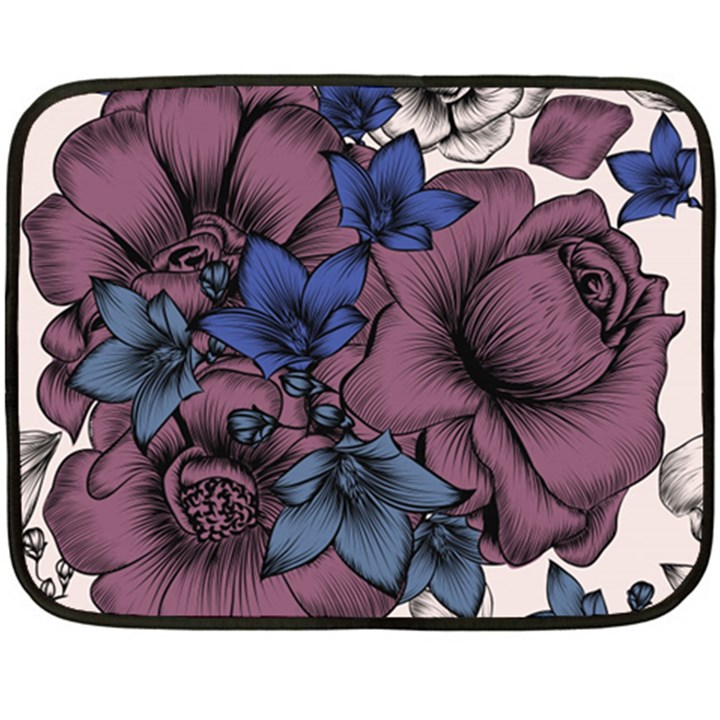 Floral-wallpaper-pattern-with-engraved-hand-drawn-flowers-vintage-style Double Sided Fleece Blanket (Mini) 