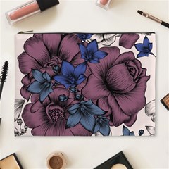 Floral-wallpaper-pattern-with-engraved-hand-drawn-flowers-vintage-style Cosmetic Bag (xl)