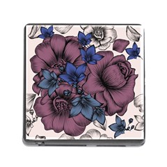 Floral-wallpaper-pattern-with-engraved-hand-drawn-flowers-vintage-style Memory Card Reader (square 5 Slot)