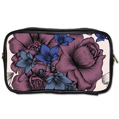 Floral-wallpaper-pattern-with-engraved-hand-drawn-flowers-vintage-style Toiletries Bag (one Side) by Jancukart