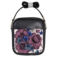 Floral-wallpaper-pattern-with-engraved-hand-drawn-flowers-vintage-style Girls Sling Bag