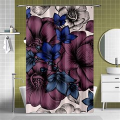 Floral-wallpaper-pattern-with-engraved-hand-drawn-flowers-vintage-style Shower Curtain 48  X 72  (small) 