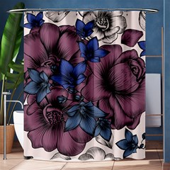 Floral-wallpaper-pattern-with-engraved-hand-drawn-flowers-vintage-style Shower Curtain 60  X 72  (medium) 