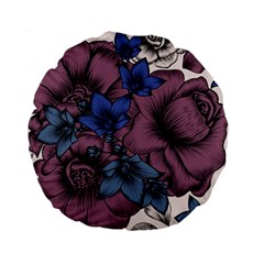 Floral-wallpaper-pattern-with-engraved-hand-drawn-flowers-vintage-style Standard 15  Premium Round Cushions