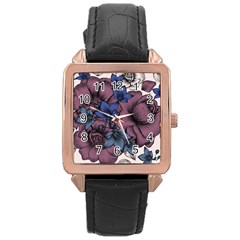 Floral-wallpaper-pattern-with-engraved-hand-drawn-flowers-vintage-style Rose Gold Leather Watch 