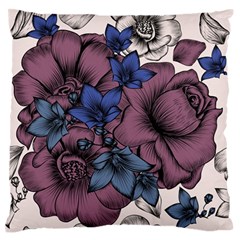 Floral-wallpaper-pattern-with-engraved-hand-drawn-flowers-vintage-style Standard Flano Cushion Case (one Side) by Jancukart