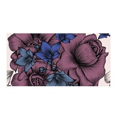 Floral-wallpaper-pattern-with-engraved-hand-drawn-flowers-vintage-style Satin Wrap 35  X 70 