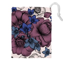 Floral-wallpaper-pattern-with-engraved-hand-drawn-flowers-vintage-style Drawstring Pouch (4xl)