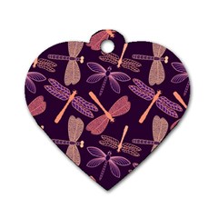 Dragonfly-pattern-design Dog Tag Heart (one Side) by Jancukart