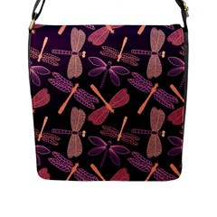 Dragonfly-pattern-design Flap Closure Messenger Bag (l) by Jancukart