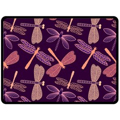 Dragonfly-pattern-design Double Sided Fleece Blanket (large) 